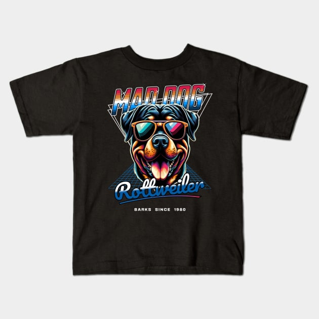 Mad Dog Rottweiler Kids T-Shirt by Miami Neon Designs